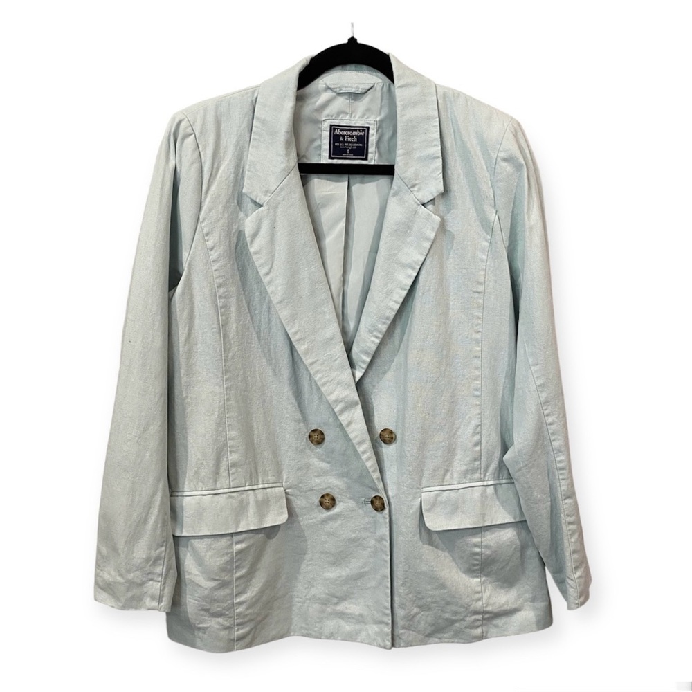 Abercrombie & Fitch Longline Blazer Linen Cotton Mint Green Size Small